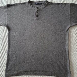 Metropolitan View Cashmere Silk Blend Henley Sweater Chocolate Pullover Size XL